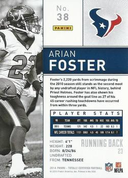 2014 Panini Totally Certified #38 Arian Foster Back