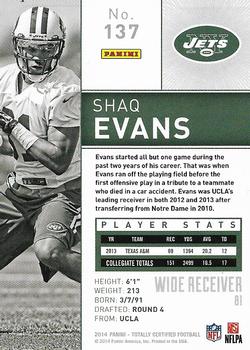 2014 Panini Totally Certified #137 Shaquelle Evans Back