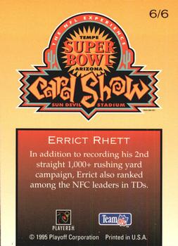 1996 Playoff Super Bowl Card Show #6 Errict Rhett Back
