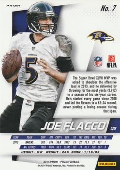 2014 Panini Prizm - Green Prizm #7 Joe Flacco Back