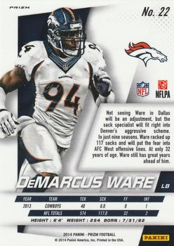 2014 Panini Prizm - Green Prizm #22 DeMarcus Ware Back