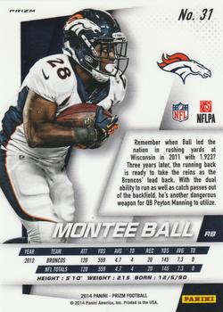 2014 Panini Prizm - Green Prizm #31 Montee Ball Back