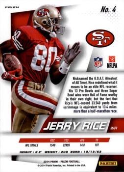2014 Panini Prizm - Red White And Blue Prizm #4 Jerry Rice Back