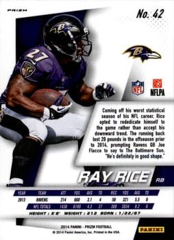 2014 Panini Prizm - Red White And Blue Prizm #42 Ray Rice Back