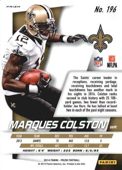2014 Panini Prizm - Red White And Blue Prizm #196 Marques Colston Back