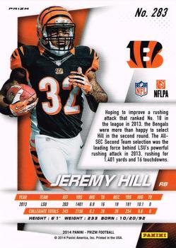 2014 Panini Prizm - Red White And Blue Prizm #283 Jeremy Hill Back