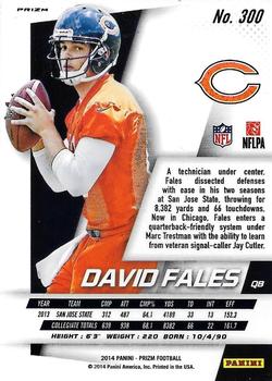 2014 Panini Prizm - Orange Prizm #300 David Fales Back