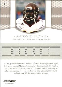 2010 Press Pass PE #7 Antonio Brown  Back