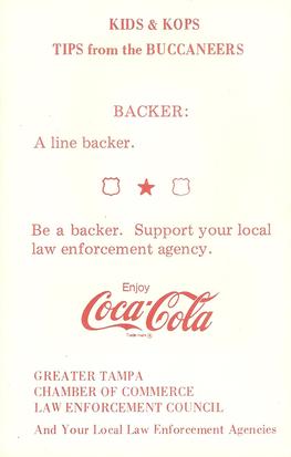 1980 Tampa Bay Buccaneers Police #NNO Bill Kollar Back