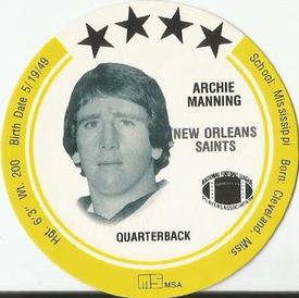 1981 Holsum Discs #NNO Archie Manning Front
