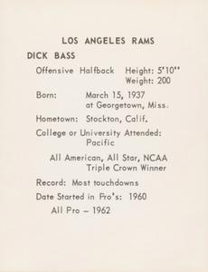1963 Kahn's Wieners #NNO Dick Bass Back