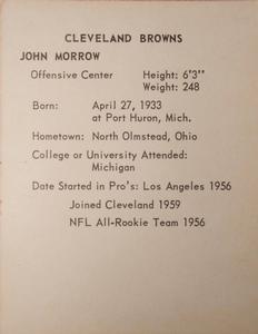 1963 Kahn's Wieners #NNO John Morrow Back