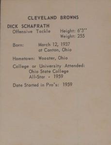 1963 Kahn's Wieners #NNO Dick Schafrath Back