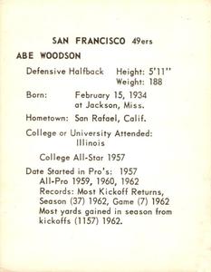 1963 Kahn's Wieners #NNO Abe Woodson Back
