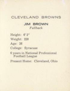 1962 Kahn's Wieners #NNO Jim Brown Back
