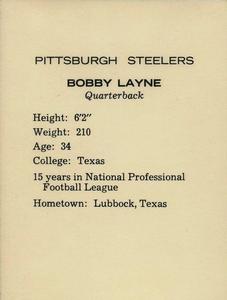 1962 Kahn's Wieners #NNO Bobby Layne Back