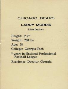 1962 Kahn's Wieners #NNO Larry Morris Back