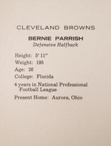 1962 Kahn's Wieners #NNO Bernie Parrish Back