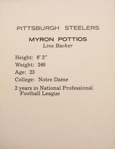 1962 Kahn's Wieners #NNO Myron Pottios Back