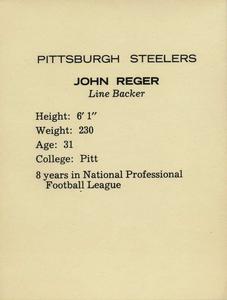 1962 Kahn's Wieners #NNO John Reger Back
