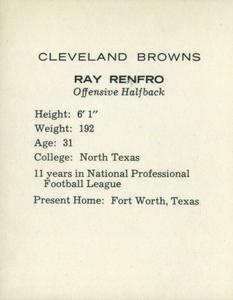 1962 Kahn's Wieners #NNO Ray Renfro Back