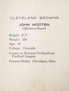 1962 Kahn's Wieners #NNO John Wooten Back