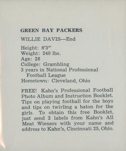 1960 Kahn's Wieners #NNO Willie Davis Back