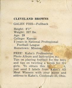 1960 Kahn's Wieners #NNO Galen Fiss Back