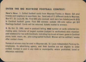 1960 Mayrose Franks St. Louis Cardinals #8 Ted Bates Back