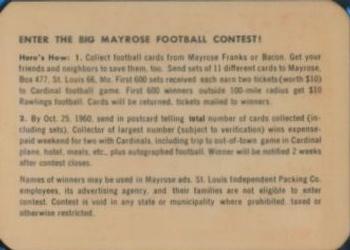 1960 Mayrose Franks St. Louis Cardinals #10 Bobby Joe Conrad Back