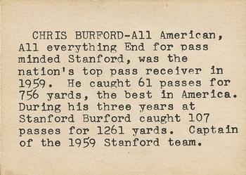 1960 7-Eleven Dallas Texans #NNO Chris Burford Back