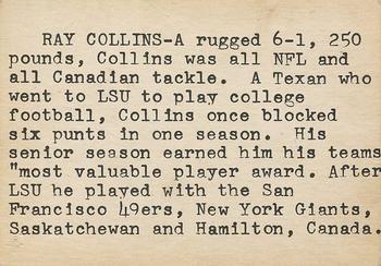 1960 7-Eleven Dallas Texans #NNO Ray Collins Back