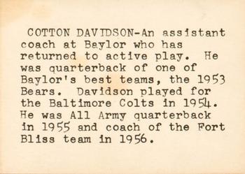 1960 7-Eleven Dallas Texans #NNO Cotton Davidson Back