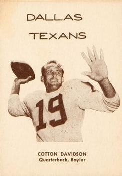 1960 7-Eleven Dallas Texans #NNO Cotton Davidson Front