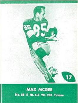 1961 Lake to Lake Green Bay Packers #17 Max McGee Front
