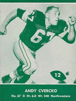 1961 Lake to Lake Green Bay Packers #12 Andy Cvercko Front