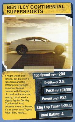 2012 Top Trumps Top Gear Cool Cars 2 #NNO Bentley Continental Supersports Front