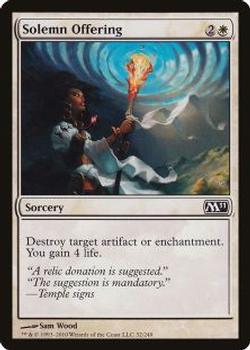 2010 Magic the Gathering 2011 Core Set #32 Solemn Offering Front