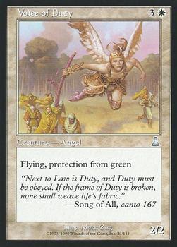 1999 Magic the Gathering Urza's Destiny #23 Voice of Duty Front