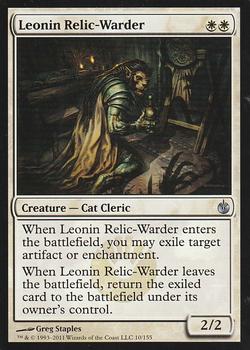 2011 Magic the Gathering Mirrodin Besieged #10 Leonin Relic-Warder Front