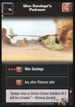 2001 Decipher Young Jedi: Boonta Eve Podrace #19 Wan Sandage's Podracer Front
