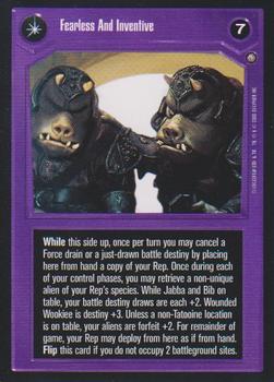 2000 Decipher Star Wars CCG Jabba's Palace Sealed Deck #NNO My Kind Of Scum / Fearless And Inventive Back
