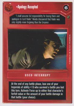 1999 Decipher Star Wars CCG Dagobah Unlimited #NNO Apology Accepted Front