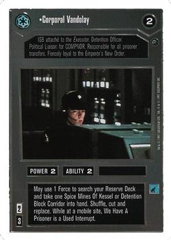 1999 Decipher Star Wars CCG Dagobah Unlimited #NNO Corporal Vandolay Front