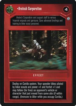 1999 Decipher Star Wars CCG Endor #NNO Aratech Corporation Front