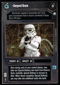 1999 Decipher Star Wars CCG Endor #NNO Corporal Drazin Front