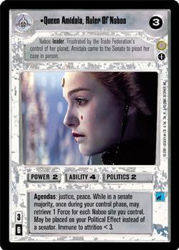 2001 Decipher Star Wars CCG Coruscant #NNO Queen Amidala, Ruler Of Naboo (AI) Front