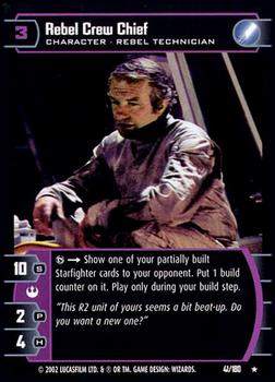 2002 Wizards of the Coast Star Wars A New Hope TCG #41 Rebel Crew Chief Front