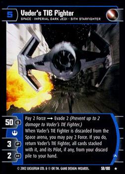 2002 Wizards of the Coast Star Wars A New Hope TCG #58 Vader's TIE Fighter Front