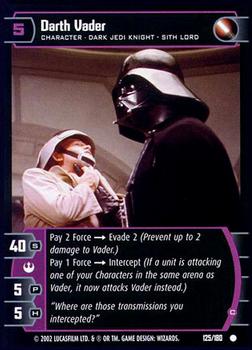 2002 Wizards of the Coast Star Wars A New Hope TCG #125 Darth Vader Front